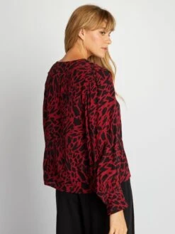 Blusa Vaporosa Con Estampado - Negro/rojo -Zalaris Tienda blusa vaporosa con estampado negrorojo ahz82 2 frb4