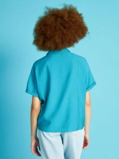 Blusa Vaporosa De Manga Corta - AZUL -Zalaris Tienda blusa vaporosa de manga corta azul ato72 1 frb3