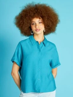 Blusa Vaporosa De Manga Corta - AZUL -Zalaris Tienda blusa vaporosa de manga corta azul ato72 1 frb4