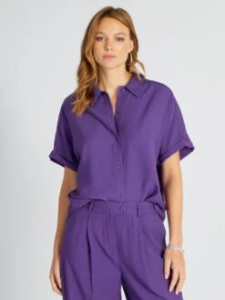 Blusa Vaporosa De Manga Corta - PURPURA -Zalaris Tienda blusa vaporosa de manga corta purpura ato72 2 frb3