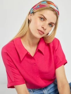 Blusa Vaporosa De Manga Corta - ROSA