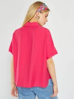 Blusa Vaporosa De Manga Corta - ROSA -Zalaris Tienda blusa vaporosa de manga corta rosa ato72 3 frb3