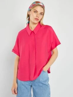 Blusa Vaporosa De Manga Corta - ROSA -Zalaris Tienda blusa vaporosa de manga corta rosa ato72 3 frb4