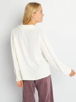 Blusa Vaporosa De Manga Larga - Blanco -Zalaris Tienda blusa vaporosa de manga larga blanco ahz88 2 frb3