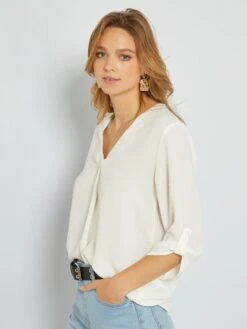 Blusa Vaporosa De Manga Larga 'JDY' - Blanco