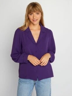 Blusa Vaporosa De Manga Larga - Púrpura -Zalaris Tienda blusa vaporosa de manga larga purpura ahz88 1 frb3