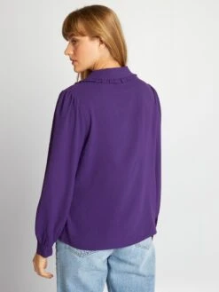 Blusa Vaporosa De Manga Larga - Púrpura -Zalaris Tienda blusa vaporosa de manga larga purpura ahz88 1 frb4