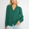 Blusa Vaporosa De Manga Larga - Verde -Zalaris Tienda blusa vaporosa de manga larga verde ahz88 4 frb1