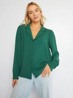 Blusa Vaporosa De Manga Larga - Verde