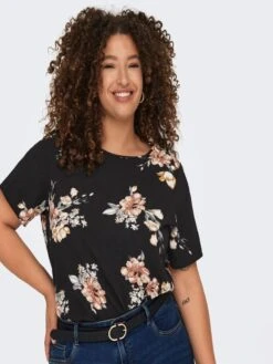 Blusa Vaporosa 'Only Carmakoma' - FLOR NEGRA -Zalaris Tienda blusa vaporosa only carmakoma flor negra aud34 1 frb4
