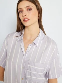 Blusa Vaporosa 'rayas' - 1 Bolsillo - PURPURA -Zalaris Tienda blusa vaporosa rayas 1 bolsillo purpura zn903 2 frb5