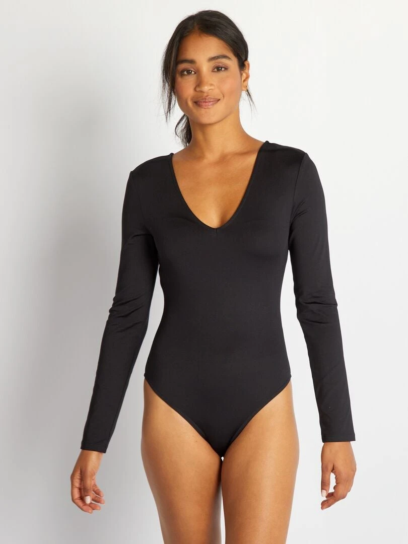 Body De Manga Larga De Microfibra - Negro 5 Body De Manga Larga De Microfibra - Negro - Imagen 3
