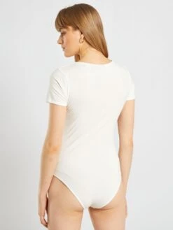 Body De Punto De Canalé De Manga Corta - Blanco -Zalaris Tienda body de punto de canale de manga corta blanco aac13 1 frb5
