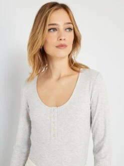 Body De Punto De Canalé Liso - GRIS -Zalaris Tienda body de punto de canale liso gris zk129 4 frb3