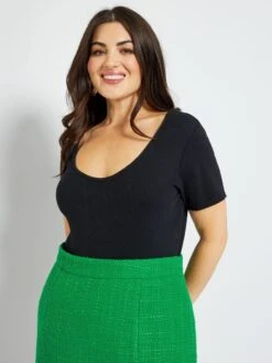 Body De Punto De Canalé - Negro -Zalaris Tienda body de punto de canale negro zj409 3 frb3