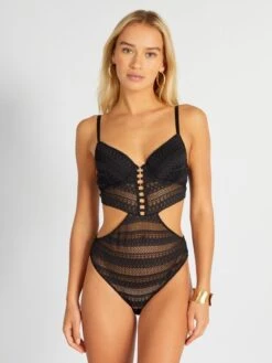 Body Push-up De Encaje - Negro