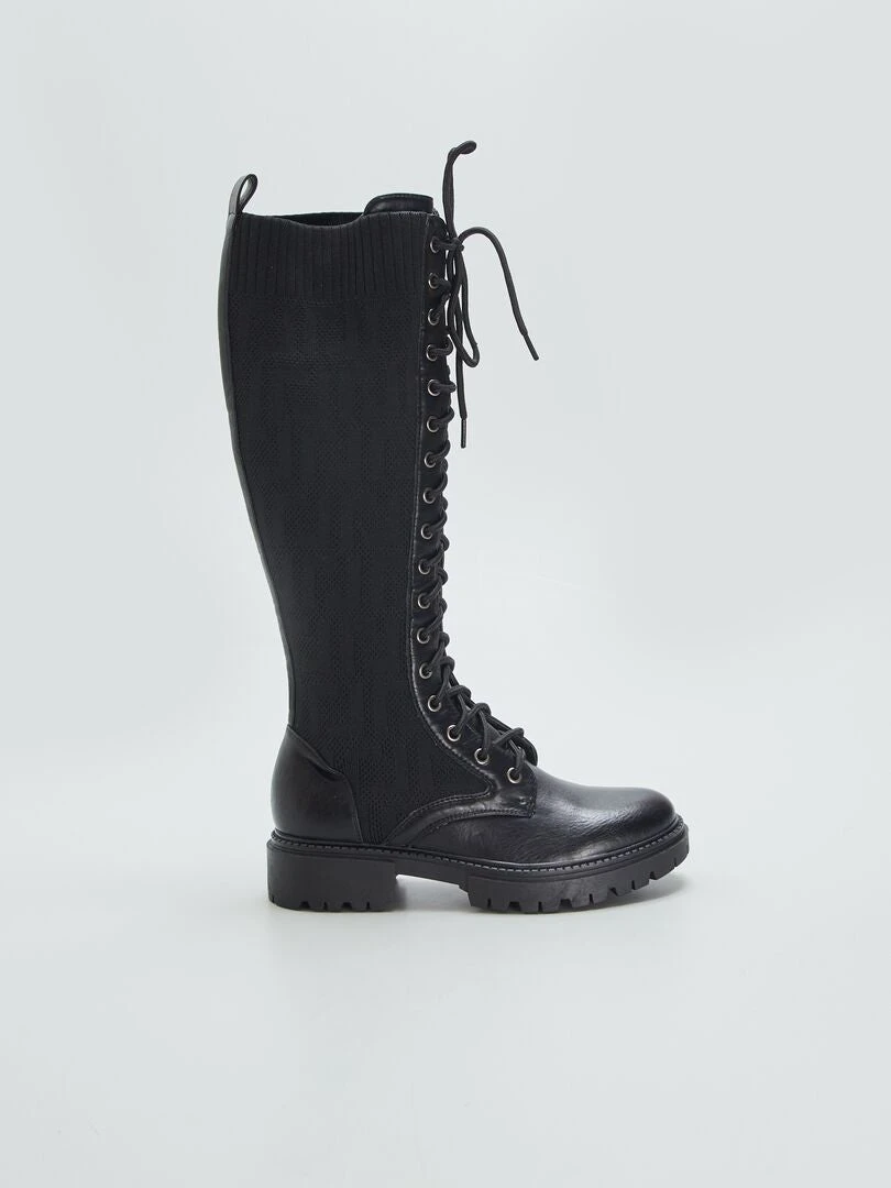 Botas Altas Con Cordones - NEGRO 4 Botas Altas Con Cordones - NEGRO - Imagen 2