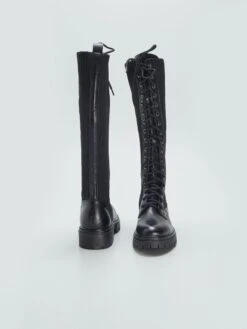 Botas Altas Con Cordones - NEGRO 9 Botas Altas Con Cordones - NEGRO -Zalaris Tienda botas altas con cordones negro atl97 1 frb3