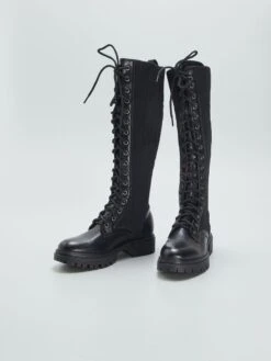 Botas Altas Con Cordones - NEGRO 11 Botas Altas Con Cordones - NEGRO -Zalaris Tienda botas altas con cordones negro atl97 1 frb5