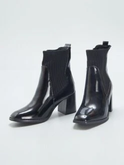 Botines De Charol Con Tacón - Negro -Zalaris Tienda botines de charol con tacon negro atl75 1 frb5