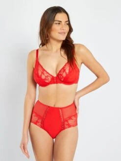 Braguita Alta De Encaje 'Sans Complexe' - ROJO