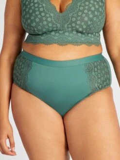 Braguita De Microfibra Y Encaje - Verde Gris