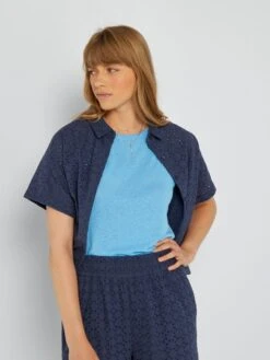 Camisa Con Bordado - Azul Oscuro -Zalaris Tienda camisa con bordado azul oscuro acw56 6 frb5