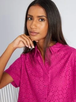 Camisa Con Bordado - ROSA CALIENTE -Zalaris Tienda camisa con bordado rosa caliente acw56 3 frb6