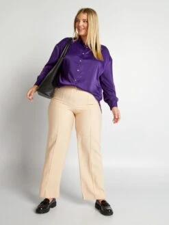 Camisa De Efecto Satinado Cuello Italiano - PURPURA -Zalaris Tienda camisa de efecto satinado cuello italiano purpura aiu10 1 frb2