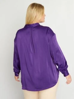 Camisa De Efecto Satinado Cuello Italiano - PURPURA -Zalaris Tienda camisa de efecto satinado cuello italiano purpura aiu10 1 frb6