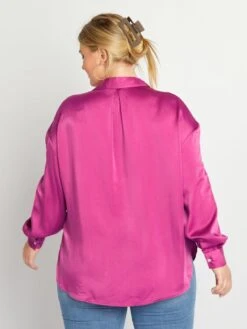 Camisa De Efecto Satinado Cuello Italiano - Rosa -Zalaris Tienda camisa de efecto satinado cuello italiano rosa aiu10 3 frb3