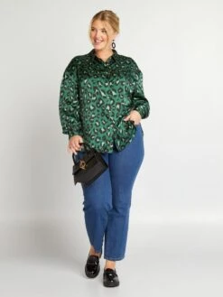 Camisa De Efecto Satinado Cuello Italiano - VERDE -Zalaris Tienda camisa de efecto satinado cuello italiano verde aiu10 5 frb2