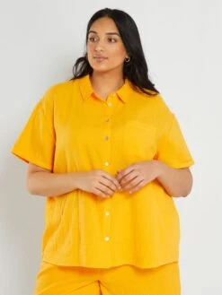 Camisa De Gasa De Algodón - AMARILLO