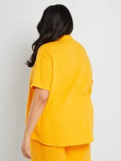 Camisa De Gasa De Algodón - AMARILLO -Zalaris Tienda camisa de gasa de algodon amarillo zr443 1 frb3