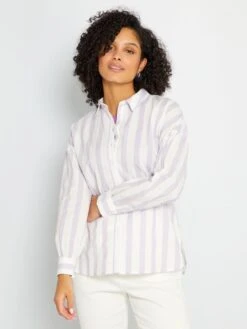 Camisa De Popelina A Rayas - PURPURA -Zalaris Tienda camisa de popelina a rayas purpura aaa83 1 frb3