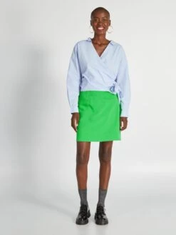 Camisa De Popelina Y Lazo Anudado Por Delante - Azul -Zalaris Tienda camisa de popelina y lazo anudado por delante azul axn33 2 frb2