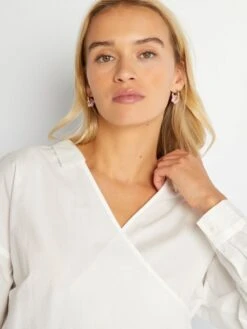 Camisa De Popelina Y Lazo Anudado Por Delante - Blanco -Zalaris Tienda camisa de popelina y lazo anudado por delante blanco axn33 1 frb4