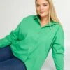 Camisa Larga Con Cuello Italiano - KELLY VERDE