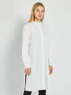 Camisa Larga De Popelina - BLANCO -Zalaris Tienda camisa larga de popelina blanco aju58 1 frb3