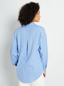 Camisa Larga Lisa De Lino - AZUL -Zalaris Tienda camisa larga lisa de lino azul zn912 2 frb4