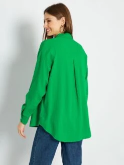 Camisa Larga Lisa De Lino - Verde Flúor -Zalaris Tienda camisa larga lisa de lino verde fluor zn912 6 frb3