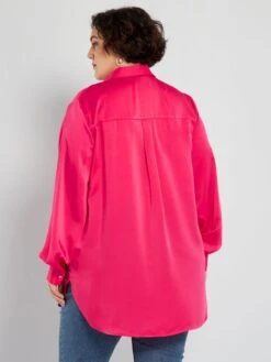 Camisa Larga Satinada - ROSA -Zalaris Tienda camisa larga satinada rosa aeb16 1 frb4