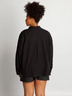 Camisa Lisa Con Ojales De Fantasía - Negro -Zalaris Tienda camisa lisa con ojales de fantasia negro ayd17 1 frb3