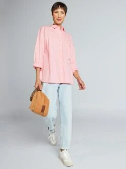 Camisa Lisa De Popelina - PONI ROSA