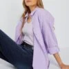 Camisa Lisa De Popelina - PURPURA