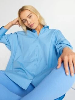 Camisa Oversize De Popelina - Azul -Zalaris Tienda camisa oversize de popelina azul aee08 7 frb4