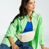 Camisa Oversize De Popelina - Rayas Verdes