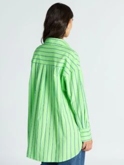 Camisa Oversize De Popelina - Rayas Verdes -Zalaris Tienda camisa oversize de popelina rayas verdes aee08 5 frb5