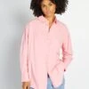 Camisa Oversize De Popelina - Rosa
