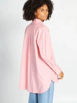 Camisa Oversize De Popelina - Rosa -Zalaris Tienda camisa oversize de popelina rosa aee08 3 frb3